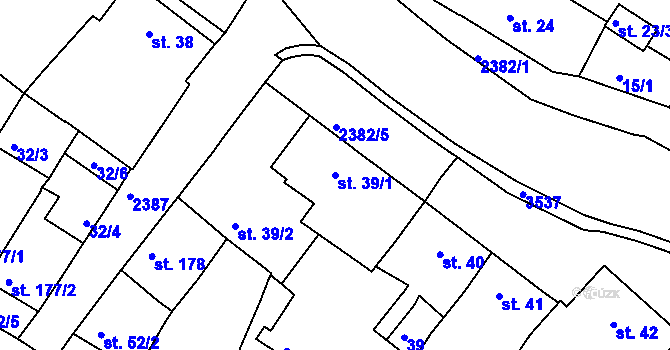 Parcela st. 39/1 v KÚ Rosice u Brna, Katastrální mapa