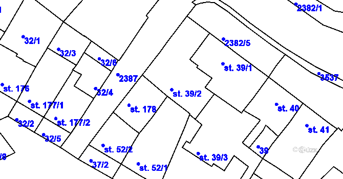 Parcela st. 39/2 v KÚ Rosice u Brna, Katastrální mapa