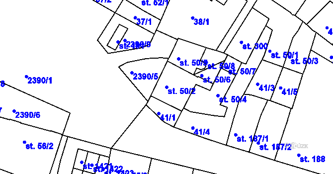 Parcela st. 50/2 v KÚ Rosice u Brna, Katastrální mapa