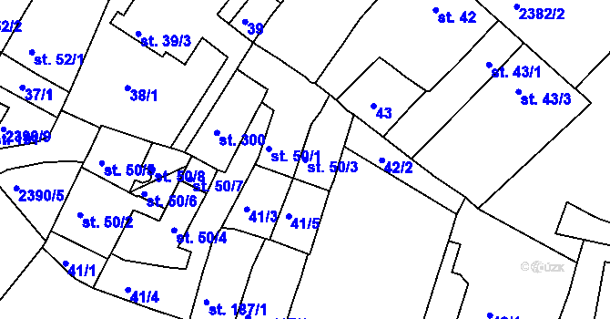 Parcela st. 50/3 v KÚ Rosice u Brna, Katastrální mapa