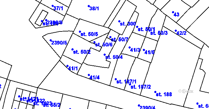 Parcela st. 50/4 v KÚ Rosice u Brna, Katastrální mapa