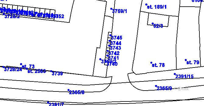 Parcela st. 74/3 v KÚ Rosice u Brna, Katastrální mapa