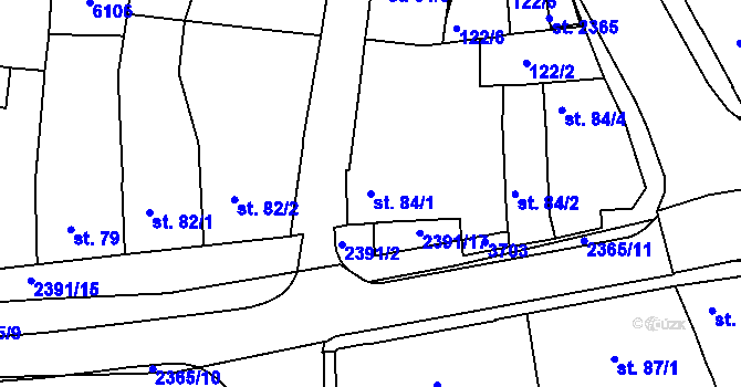 Parcela st. 84/1 v KÚ Rosice u Brna, Katastrální mapa