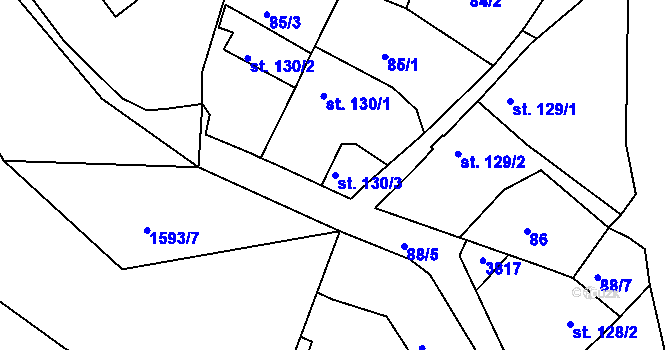 Parcela st. 130/3 v KÚ Rosice u Brna, Katastrální mapa