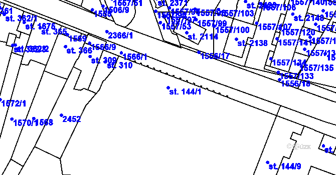 Parcela st. 144/1 v KÚ Rosice u Brna, Katastrální mapa
