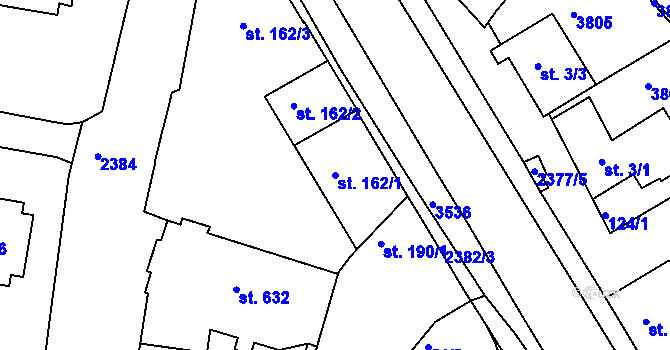 Parcela st. 162/1 v KÚ Rosice u Brna, Katastrální mapa