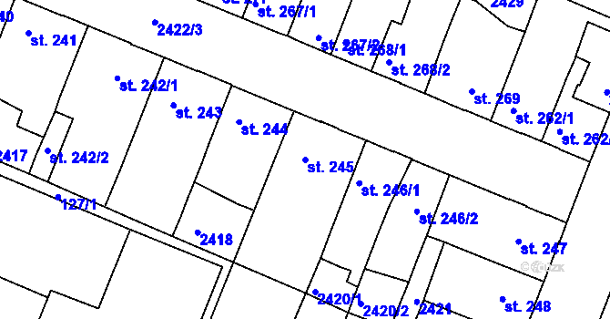 Parcela st. 245 v KÚ Rosice u Brna, Katastrální mapa