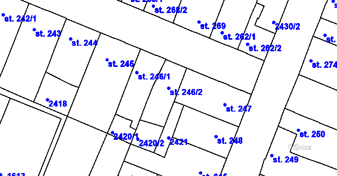 Parcela st. 246/2 v KÚ Rosice u Brna, Katastrální mapa