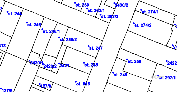 Parcela st. 247 v KÚ Rosice u Brna, Katastrální mapa