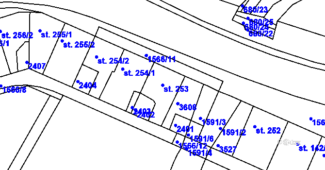 Parcela st. 253 v KÚ Rosice u Brna, Katastrální mapa