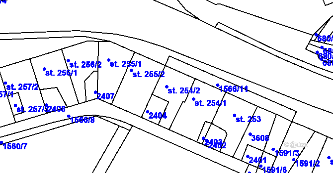 Parcela st. 254/2 v KÚ Rosice u Brna, Katastrální mapa