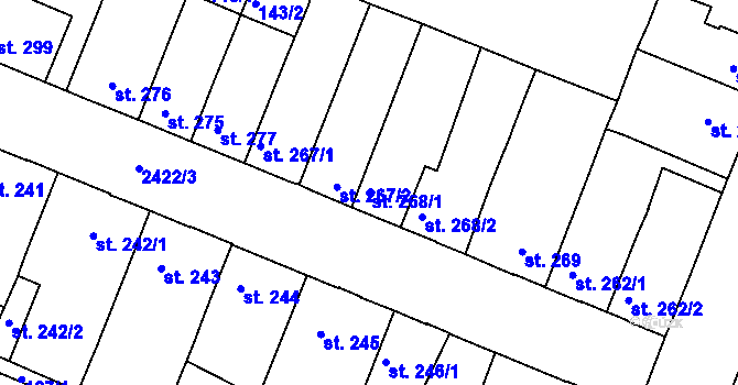 Parcela st. 268/1 v KÚ Rosice u Brna, Katastrální mapa