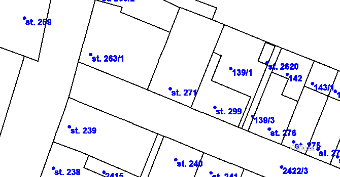 Parcela st. 271 v KÚ Rosice u Brna, Katastrální mapa