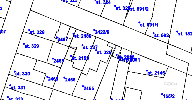 Parcela st. 326 v KÚ Rosice u Brna, Katastrální mapa