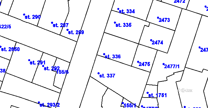 Parcela st. 336 v KÚ Rosice u Brna, Katastrální mapa
