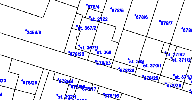 Parcela st. 368 v KÚ Rosice u Brna, Katastrální mapa