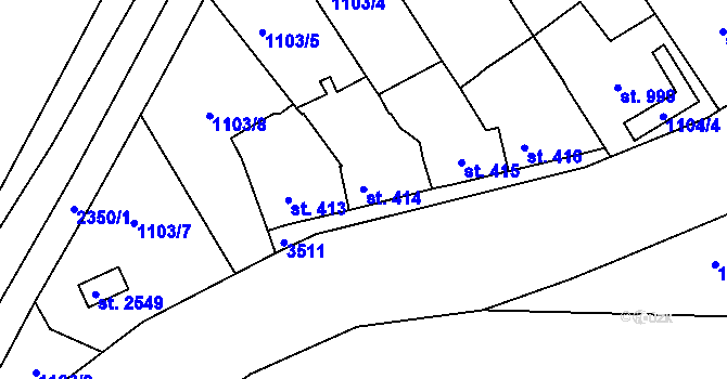 Parcela st. 414 v KÚ Rosice u Brna, Katastrální mapa