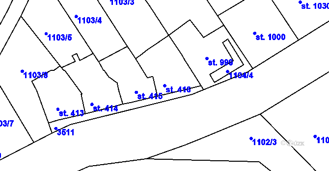Parcela st. 416 v KÚ Rosice u Brna, Katastrální mapa