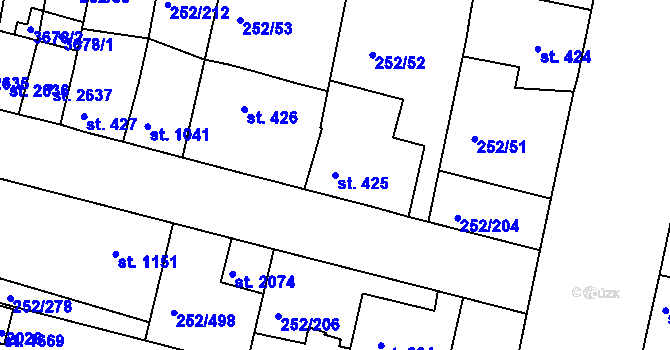 Parcela st. 425 v KÚ Rosice u Brna, Katastrální mapa