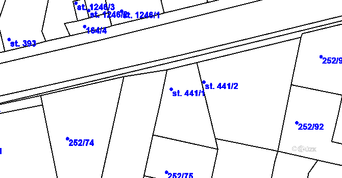 Parcela st. 441/1 v KÚ Rosice u Brna, Katastrální mapa