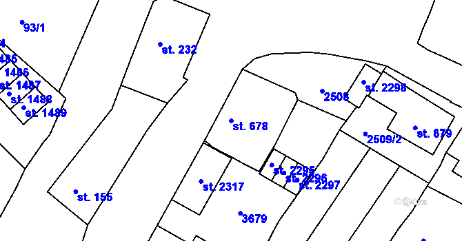 Parcela st. 678 v KÚ Rosice u Brna, Katastrální mapa