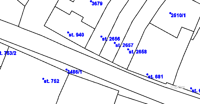 Parcela st. 680 v KÚ Rosice u Brna, Katastrální mapa