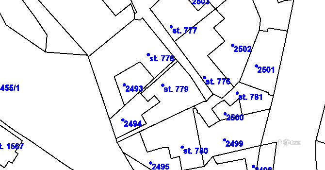 Parcela st. 779 v KÚ Rosice u Brna, Katastrální mapa