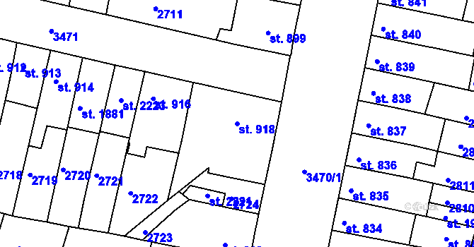 Parcela st. 918 v KÚ Rosice u Brna, Katastrální mapa