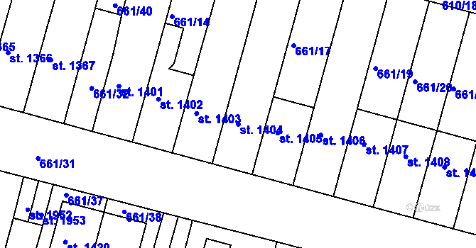 Parcela st. 1404 v KÚ Rosice u Brna, Katastrální mapa