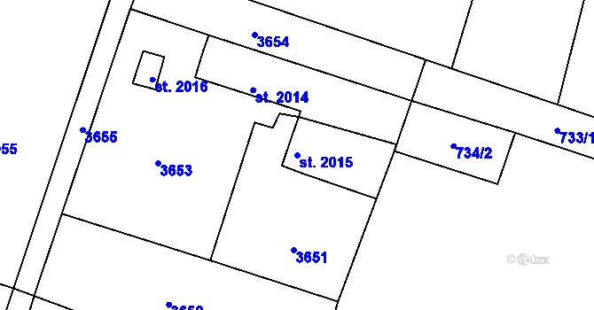 Parcela st. 2015 v KÚ Rosice u Brna, Katastrální mapa