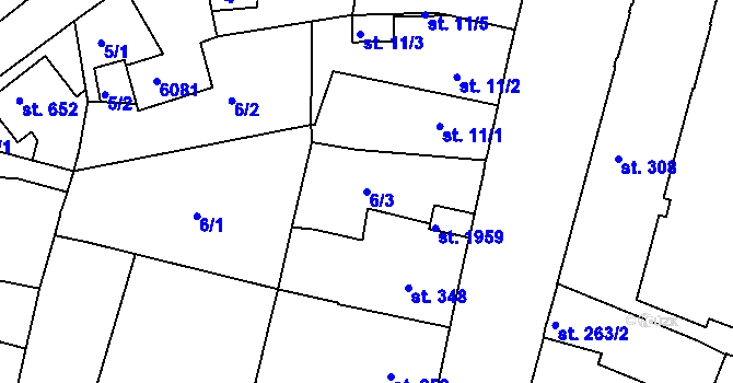 Parcela st. 6/3 v KÚ Rosice u Brna, Katastrální mapa