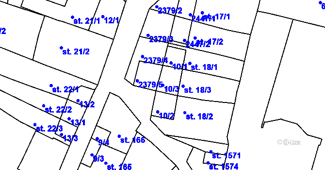 Parcela st. 10/3 v KÚ Rosice u Brna, Katastrální mapa