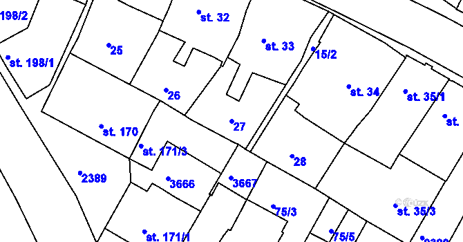 Parcela st. 27 v KÚ Rosice u Brna, Katastrální mapa
