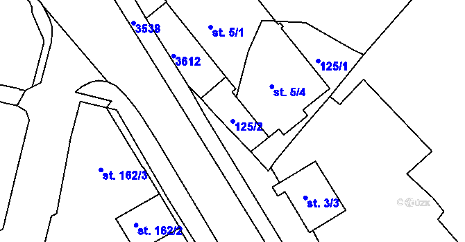 Parcela st. 125/2 v KÚ Rosice u Brna, Katastrální mapa