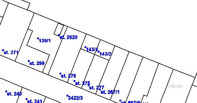 Parcela st. 143/2 v KÚ Rosice u Brna, Katastrální mapa