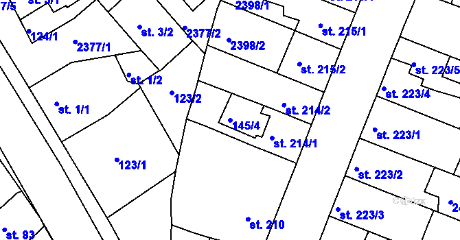 Parcela st. 145/4 v KÚ Rosice u Brna, Katastrální mapa