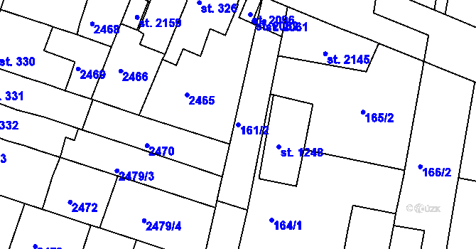 Parcela st. 161/2 v KÚ Rosice u Brna, Katastrální mapa