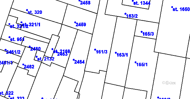 Parcela st. 161/3 v KÚ Rosice u Brna, Katastrální mapa