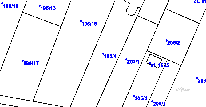 Parcela st. 195/4 v KÚ Rosice u Brna, Katastrální mapa