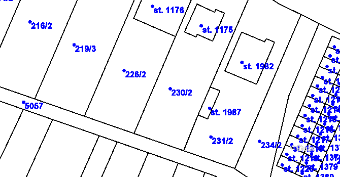 Parcela st. 230/2 v KÚ Rosice u Brna, Katastrální mapa