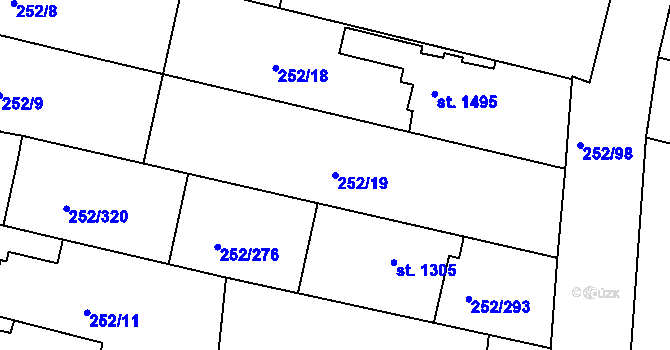 Parcela st. 252/19 v KÚ Rosice u Brna, Katastrální mapa