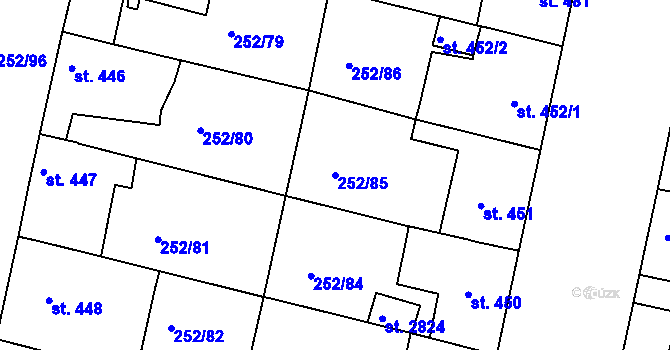 Parcela st. 252/85 v KÚ Rosice u Brna, Katastrální mapa