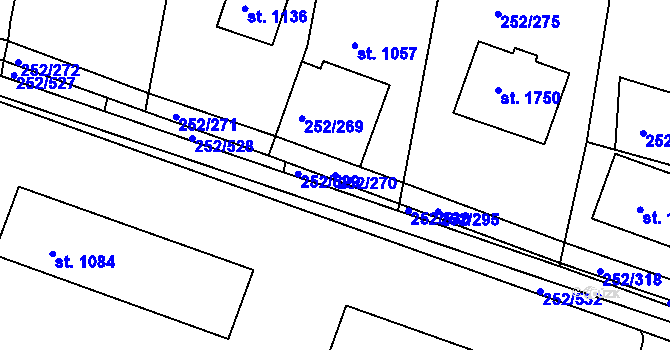 Parcela st. 252/270 v KÚ Rosice u Brna, Katastrální mapa