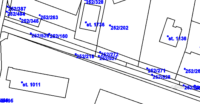 Parcela st. 252/272 v KÚ Rosice u Brna, Katastrální mapa