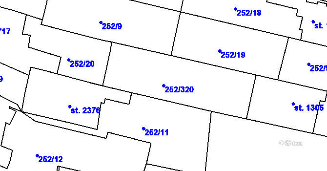 Parcela st. 252/320 v KÚ Rosice u Brna, Katastrální mapa