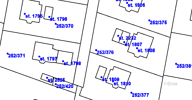 Parcela st. 252/376 v KÚ Rosice u Brna, Katastrální mapa