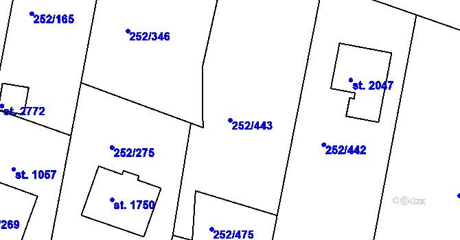 Parcela st. 252/443 v KÚ Rosice u Brna, Katastrální mapa