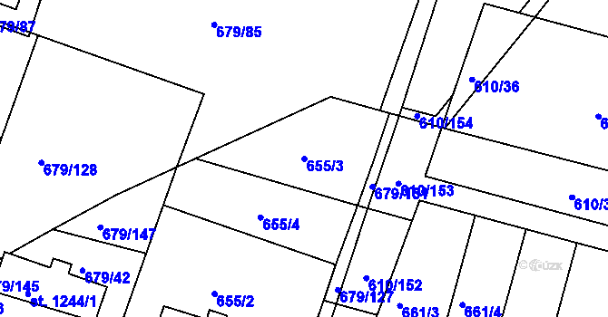 Parcela st. 655/3 v KÚ Rosice u Brna, Katastrální mapa