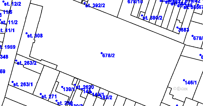 Parcela st. 678/2 v KÚ Rosice u Brna, Katastrální mapa