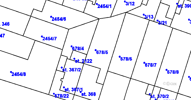 Parcela st. 678/5 v KÚ Rosice u Brna, Katastrální mapa